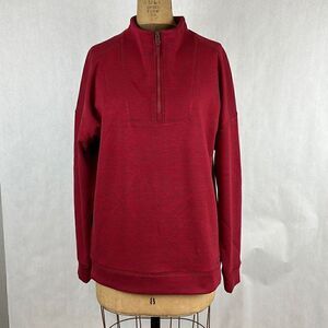 NWT Cinch Women’s 1/4 Zip Pullover Size XL Red Fleece Lined Sweatshirt